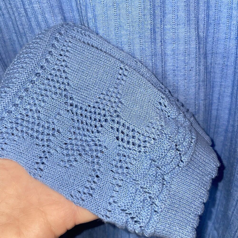 Free People M Colette Pointelle Crochet Sleeve Knit Pullover Top - Picture 6 of 6